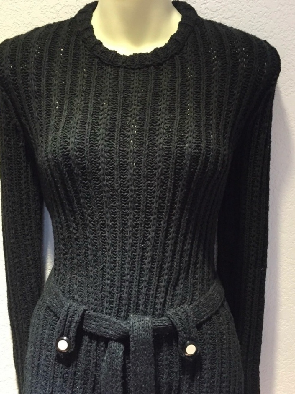 CHANEL Black Ribbed Knit Sweater